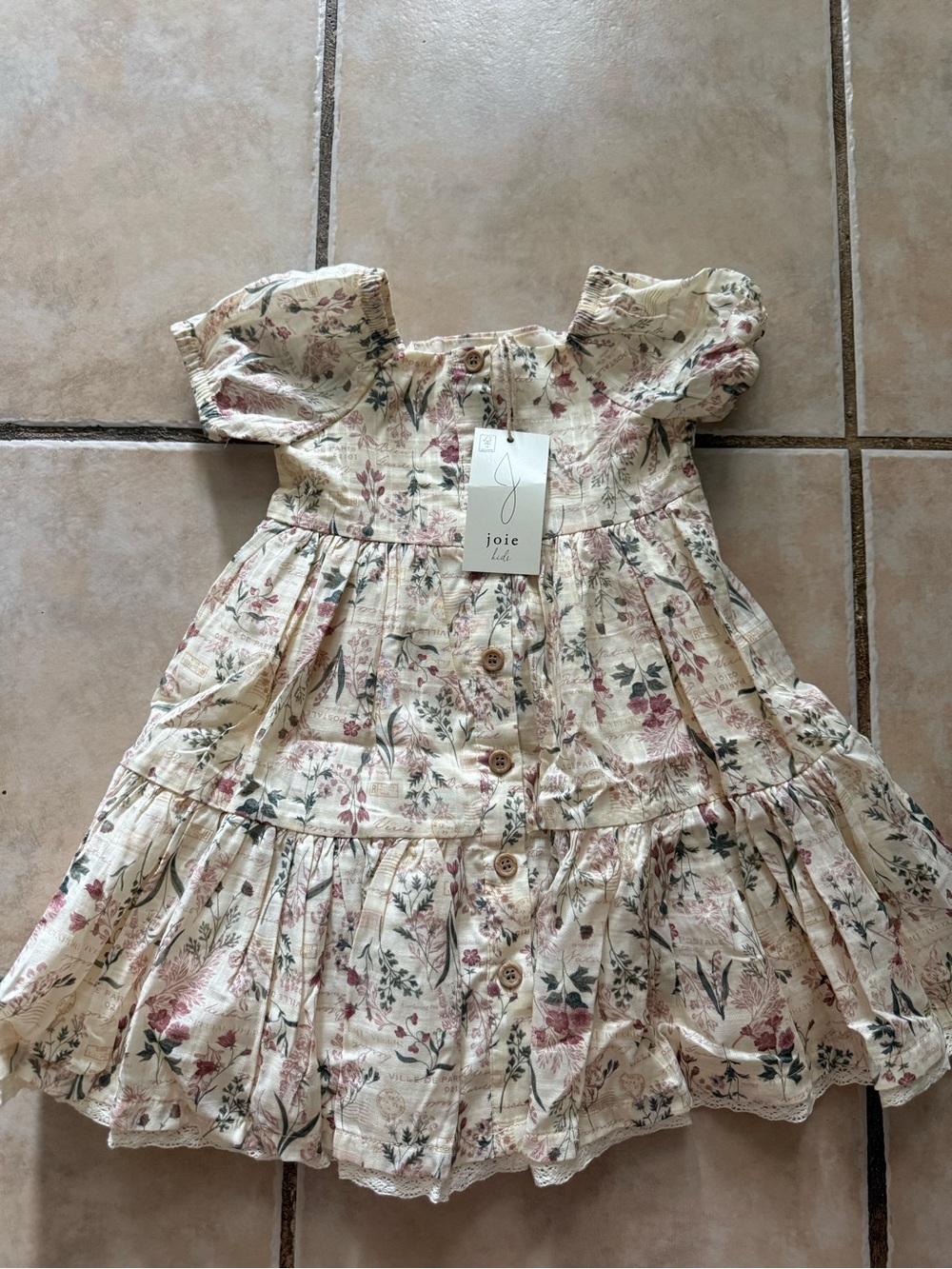 Joie Cream Floral Button-Down Tiered Dress